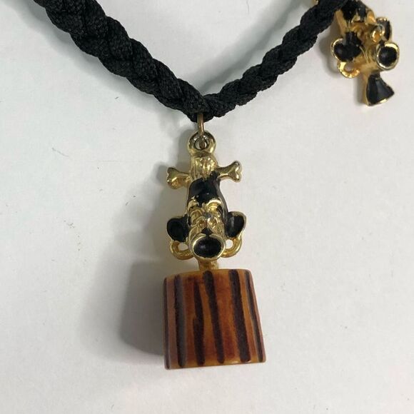 braided bracelet tribal charms black gold hardware ethnic cultural folk small 3” - Picture 3 of 7